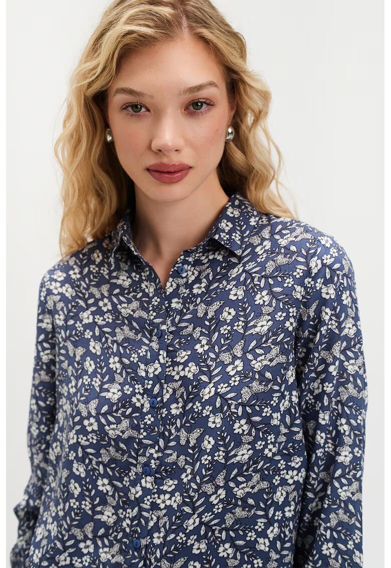 Top Secret Bluza vaporoasa cu maneci raglan - Albastru inchis/Alb murdar
