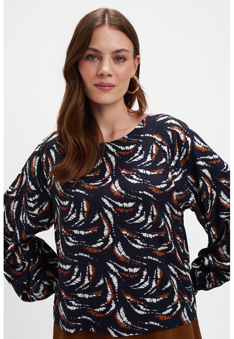 Top Secret Bluza vaporoasa cu maneci raglan - Albastru ultramarin/Alb optic/Caramel