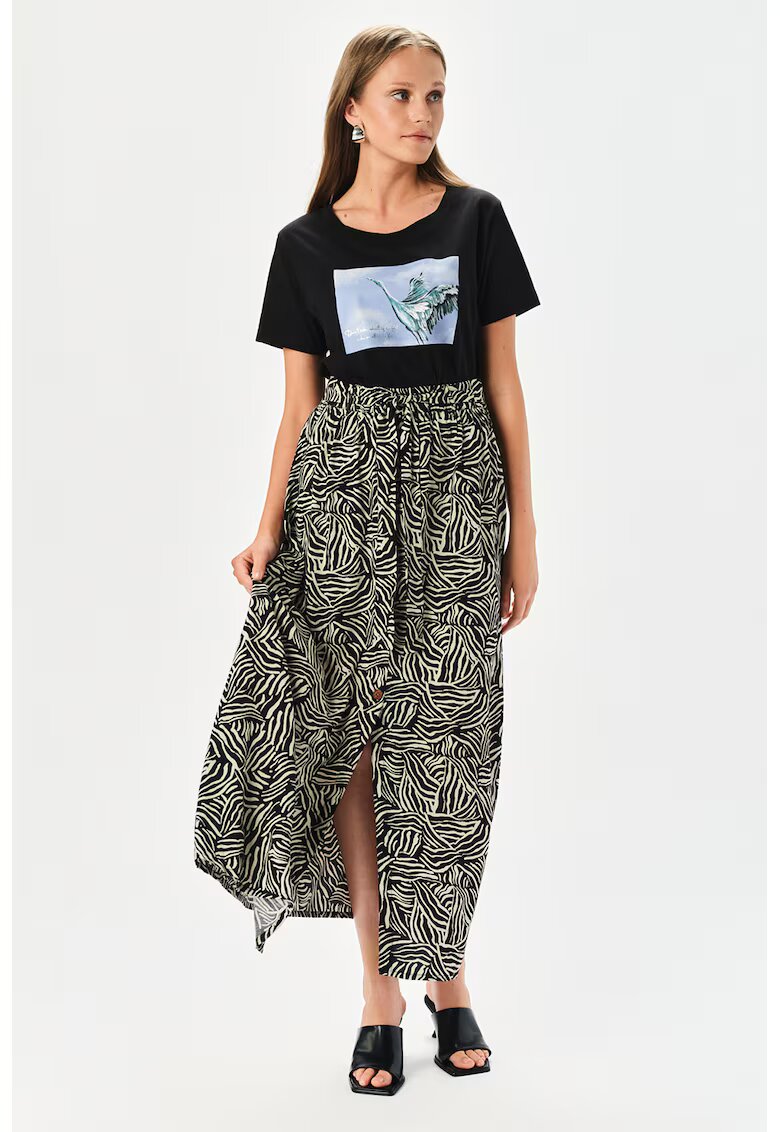 Top Secret Fusta lunga dreapta cu model - Crem