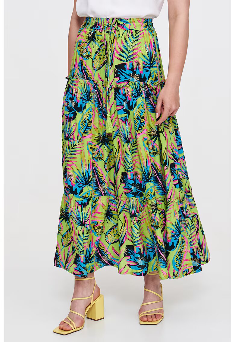 Top Secret Fusta maxi evazata cu snur - Roz pastel/Verde lime/Albastru deschis