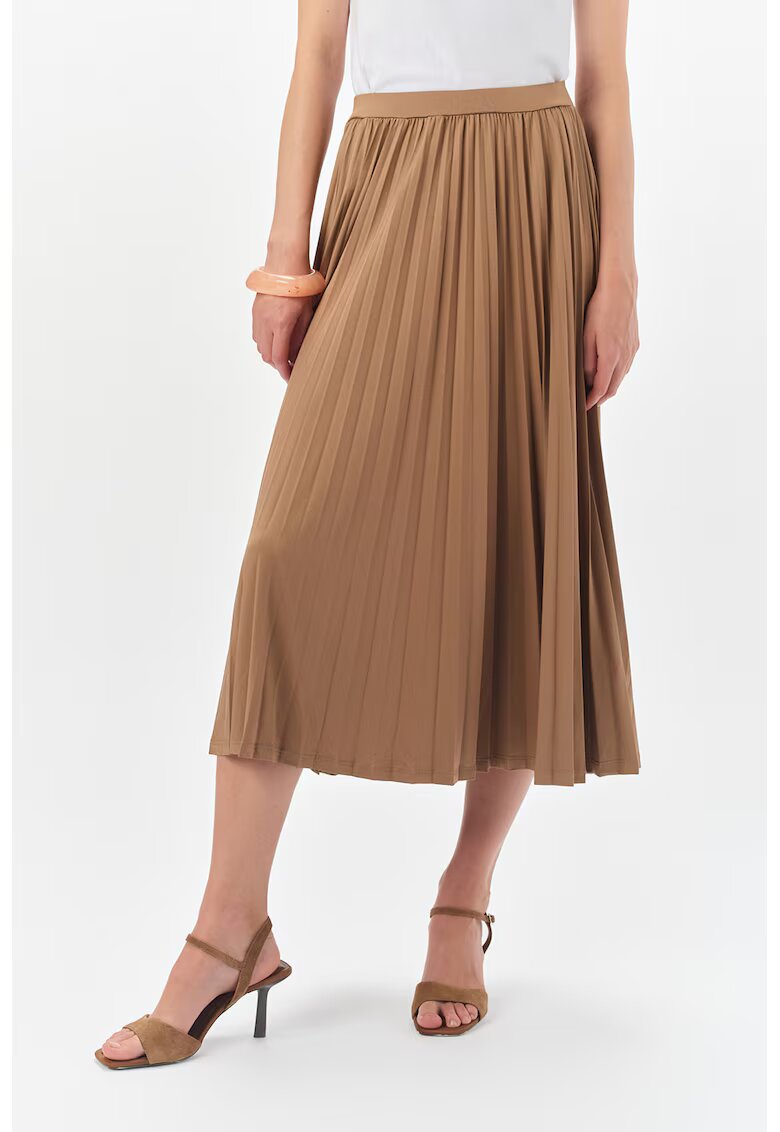 Top Secret Fusta midi evazata cu model uni - Maro deschis