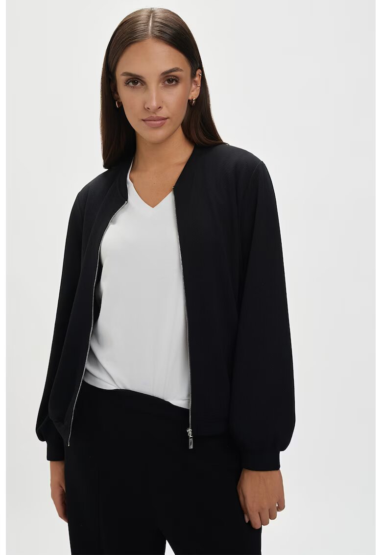Top Secret Jacheta bomber cu fermoar si model uni - Negru