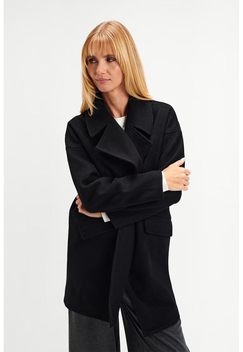 Top Secret Palton cu revere decupate - Negru