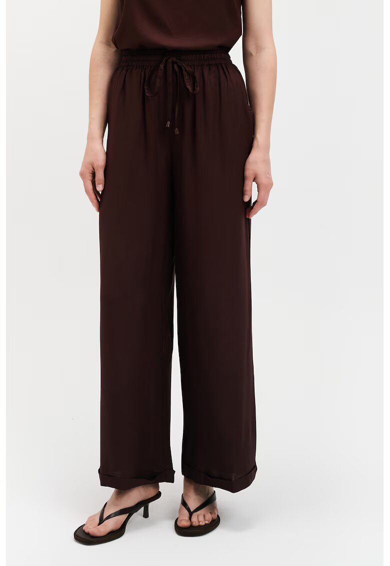 Top Secret Pantaloni cu croiala ampla si talie inalta - Maro cognac