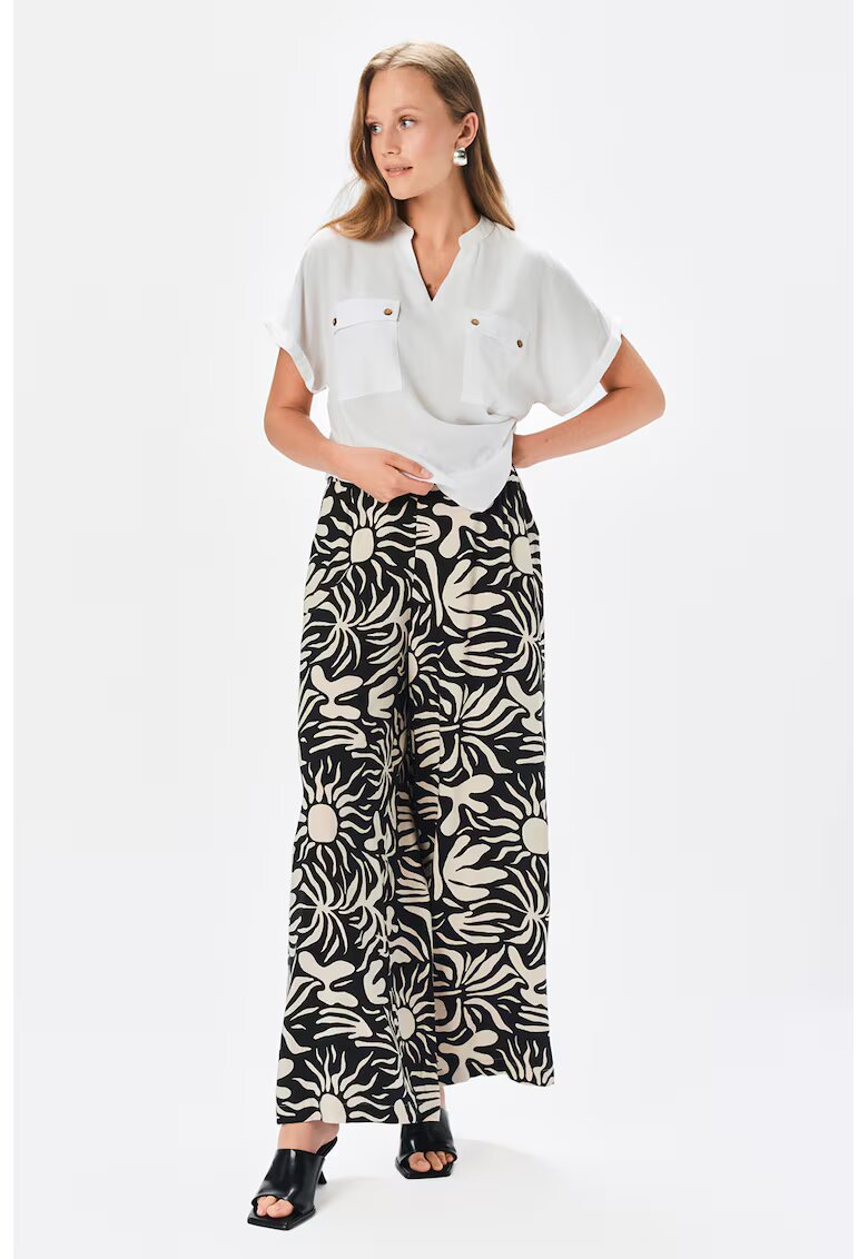 Top Secret Pantaloni cu model - croiala ampla si buzunare laterale - Negru/Crem