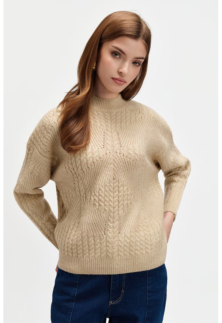 Top Secret Pulover tricotat cu detalii perforate - Bej