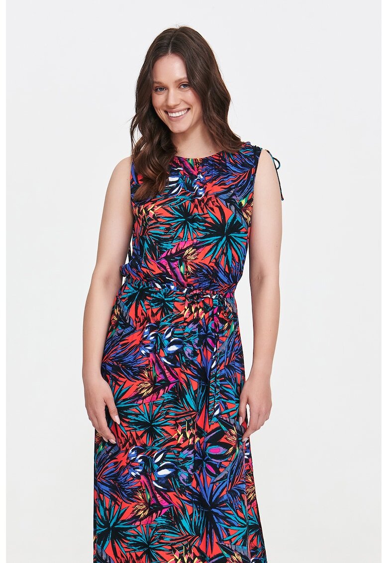 Top Secret Rochie lunga cu imprimeu floral - Negru/Coral/Albastru deschis