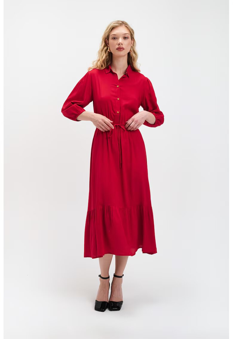 Top Secret Rochie midi cu maneci bufante - Rosu