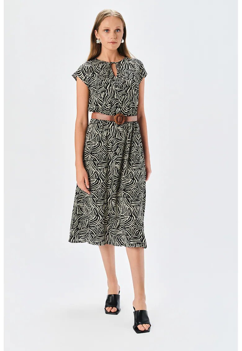 Top Secret Rochie midi cu model - Alb fildes/Negru