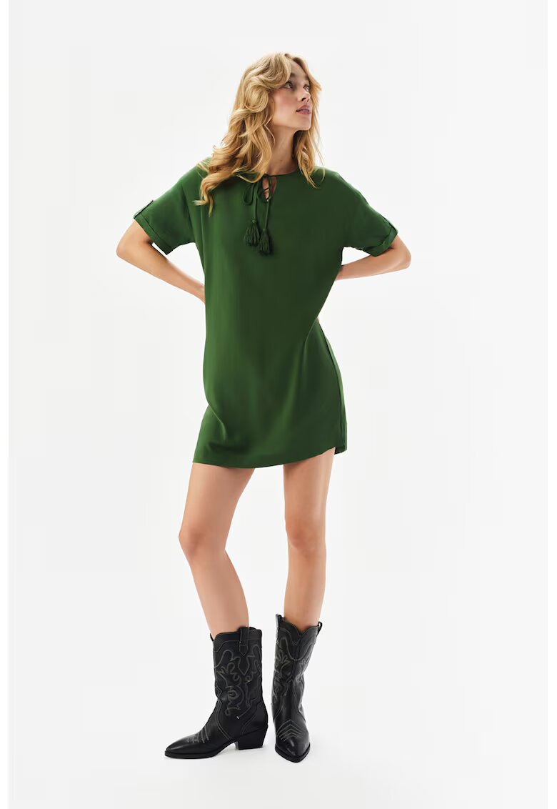 Top Secret Rochie mini cu croiala dreapta si slit in V - Verde aquamarin