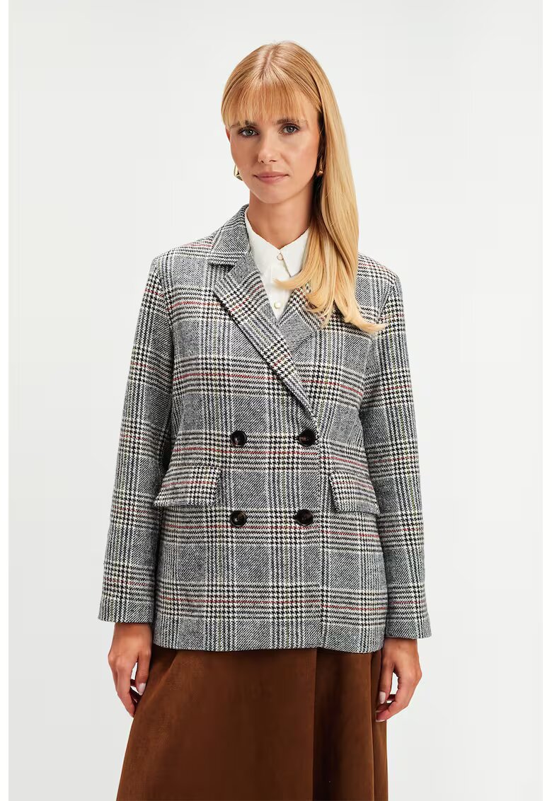 Top Secret Sacou cu model in carouri si buzunare cu clapa - Rosu/Gri deschis/Negru stins