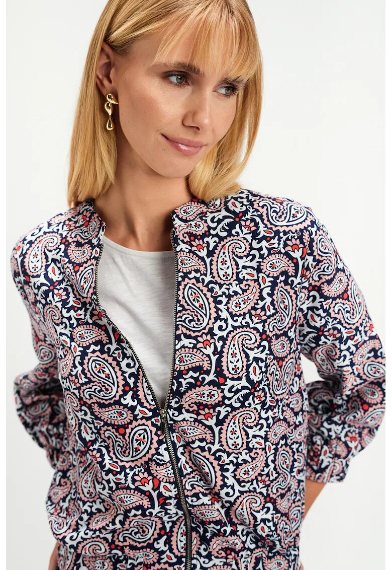 Top Secret Sacou cu nasturi si model - Alb/Roz deschis/Bleumarin