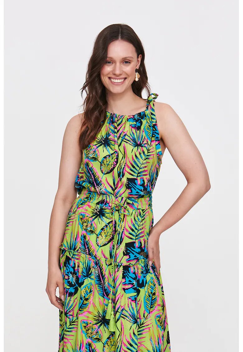 Top Secret Top cu model floral si bretele cu insertii elastice - Roz deschis/Albastru deschis/Verde menta