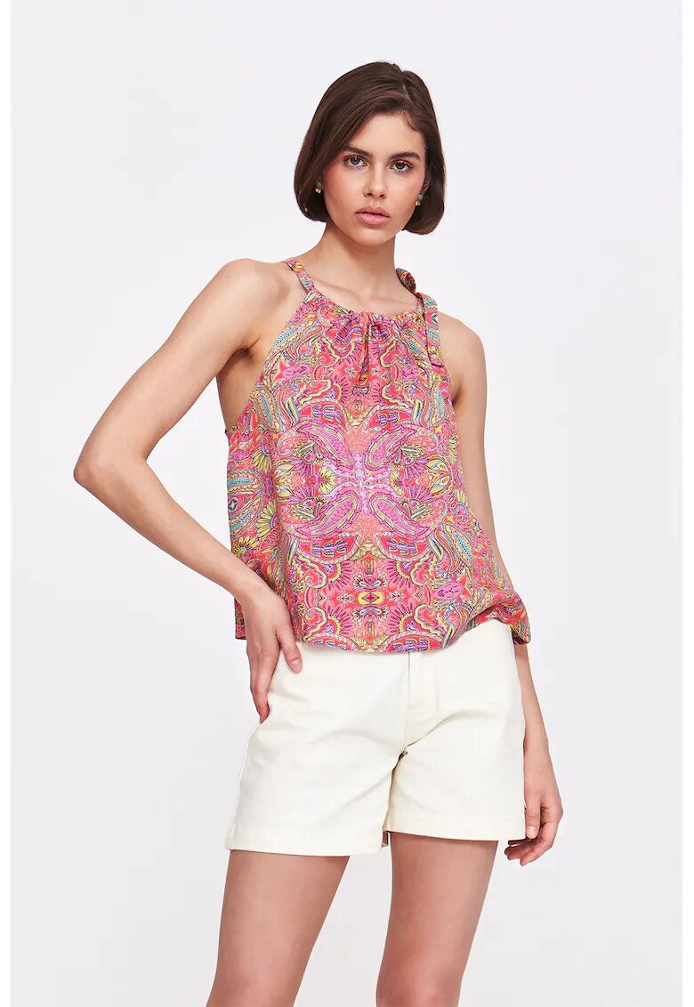 Top Secret Top cu model paisley si funda - Roz deschis/Galben sofran