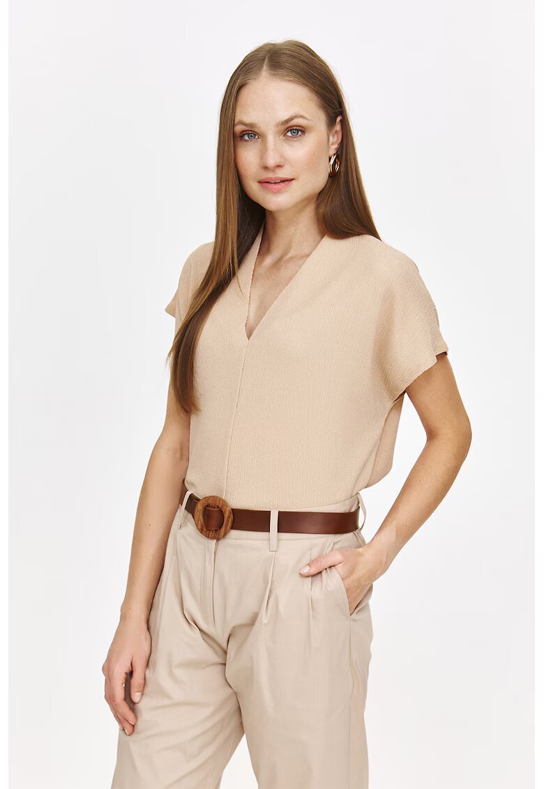 Top Secret Tricou cu decolteu in V - Bej deschis