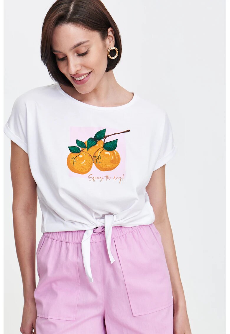 Top Secret Tricou cu imprimeu fructat - Portocaliu deschis/Alb optic