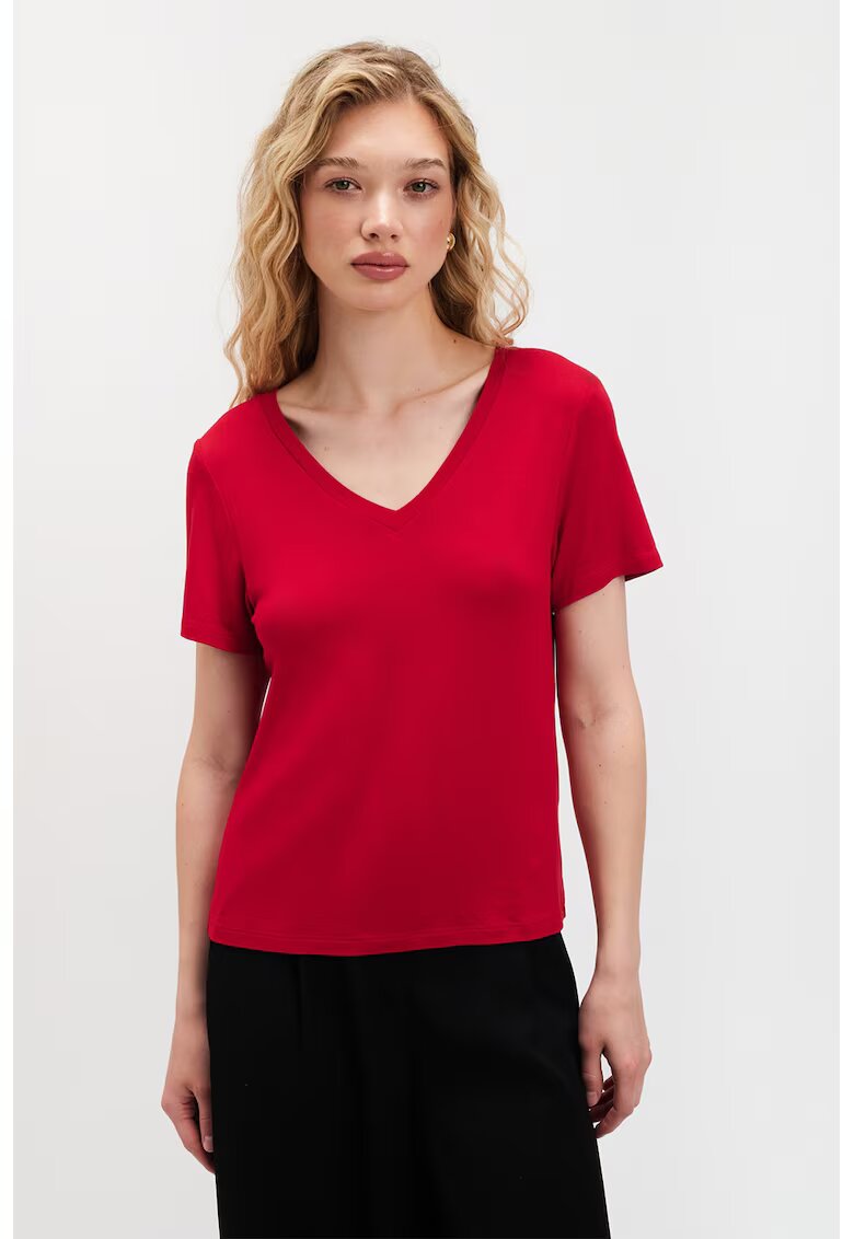 Top Secret Tricou cu model geometric - Rosu vermillion
