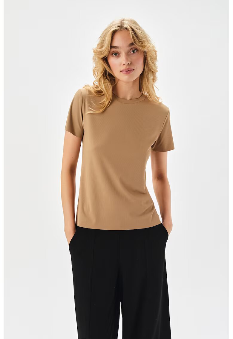 Top Secret Tricou din bumbac cu maneci scurte - Maro nisip