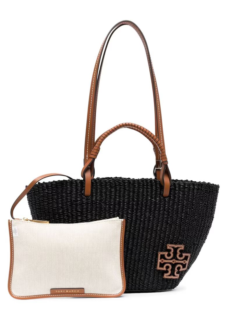 Tory Burch Geanta dama - - Ella Straw Small Basket Tote - neagra - 38x22x9cm