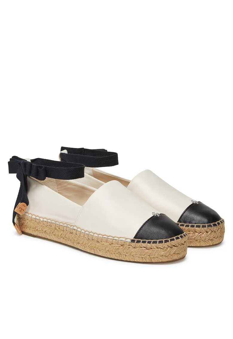 Tory Burch Espadrile dama piele naturala - crem/ negru -