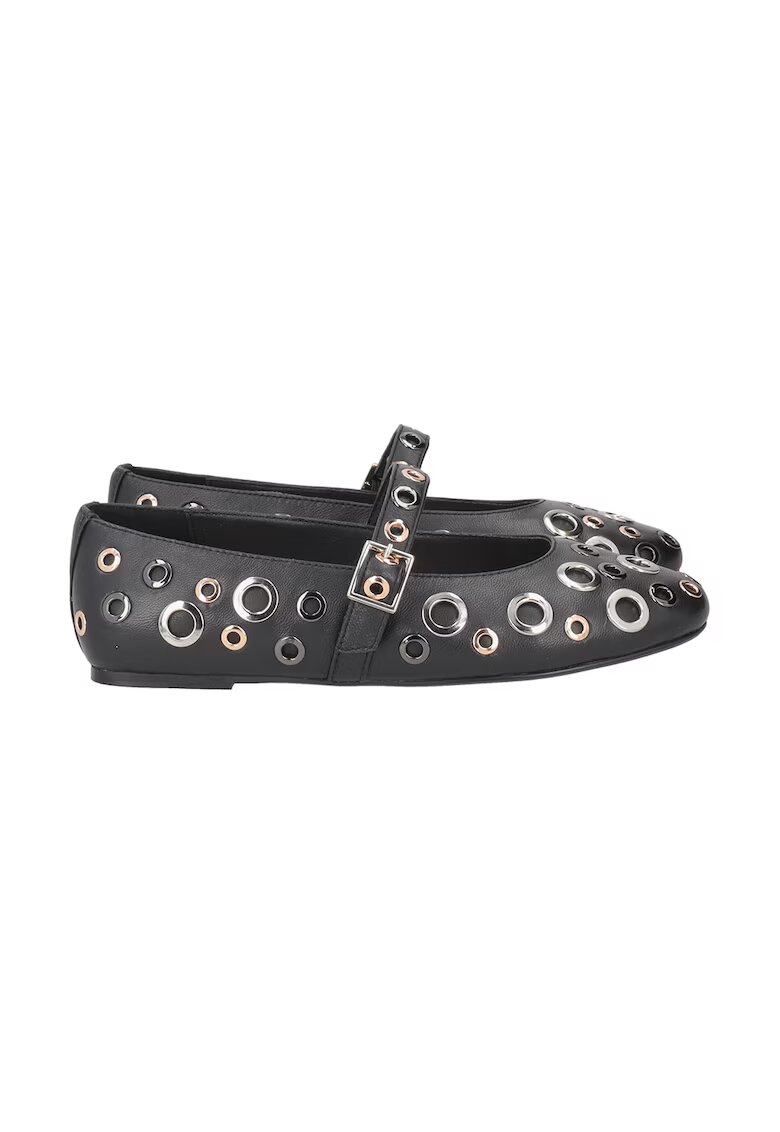 Tosca Blu Balerini din piele cu decupaje metalice Fern - Negru/Auriu rose/Argintiu
