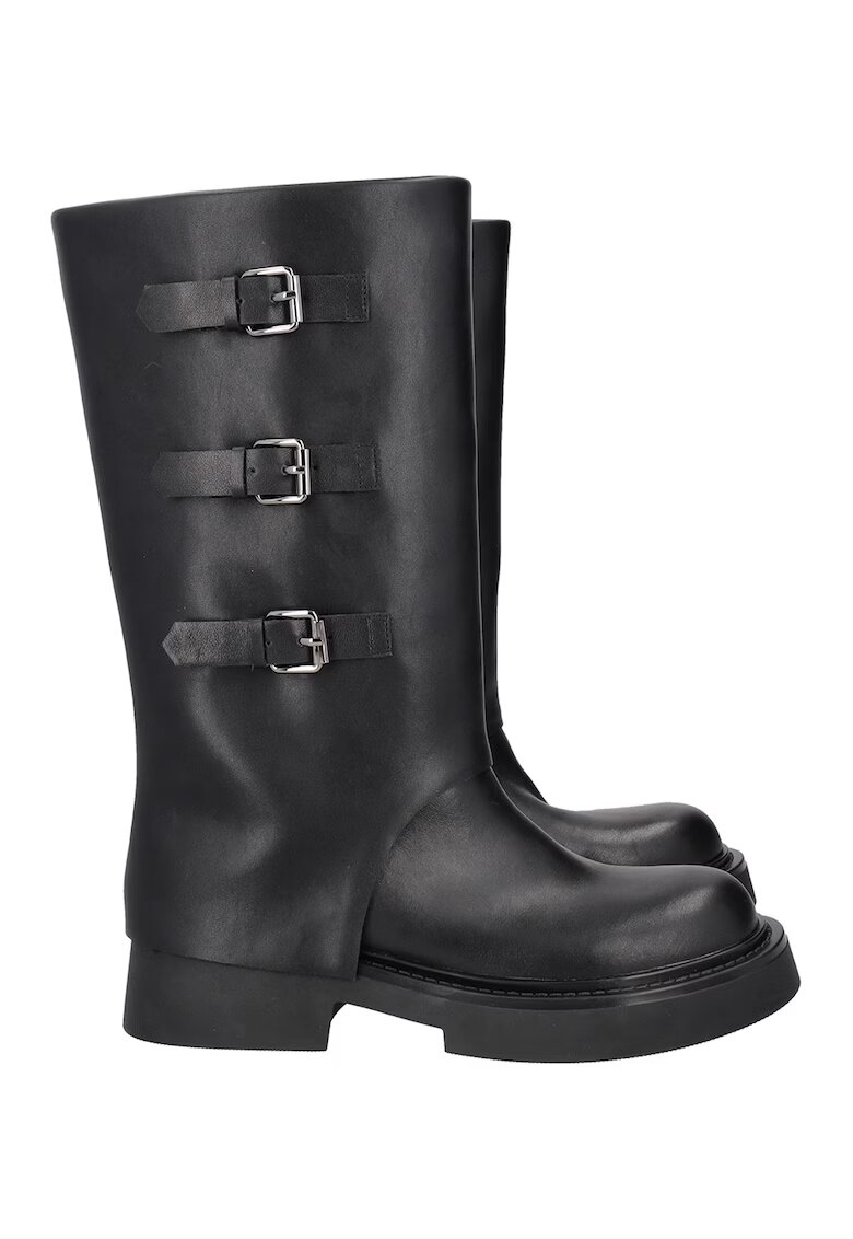 Tosca Blu Cizme mid-calf de piele si piele ecologica - Negru