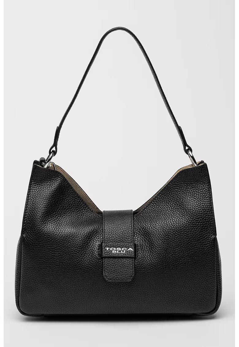 Tosca Blu Geanta de piele cu bareta detasabila de umar - Negru