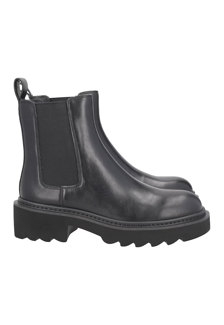 Tosca Blu Ghete Chelsea de piele cu toc masiv - Negru