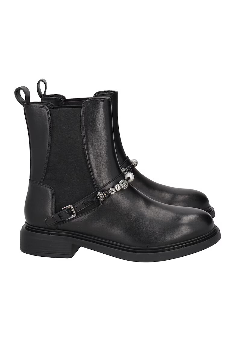 Tosca Blu Ghete de piele cu aplicatie decorativa - Negru