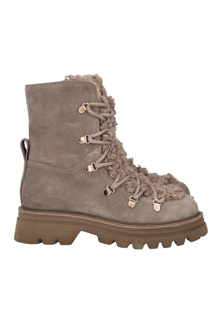 Tosca Blu Ghete de piele intoarsa cu garnituri din material sintetic - Maro taupe
