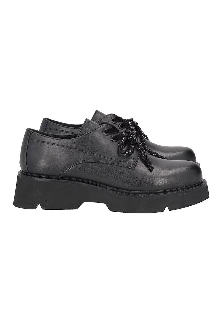 Tosca Blu Pantofi de piele cu aspect masiv - Negru