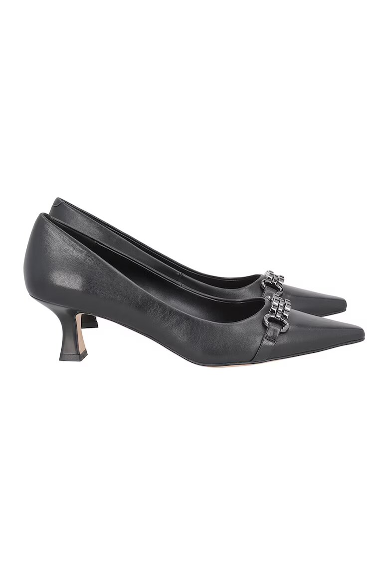 Tosca Blu Pantofi de piele cu toc si detaliu metalic - Negru