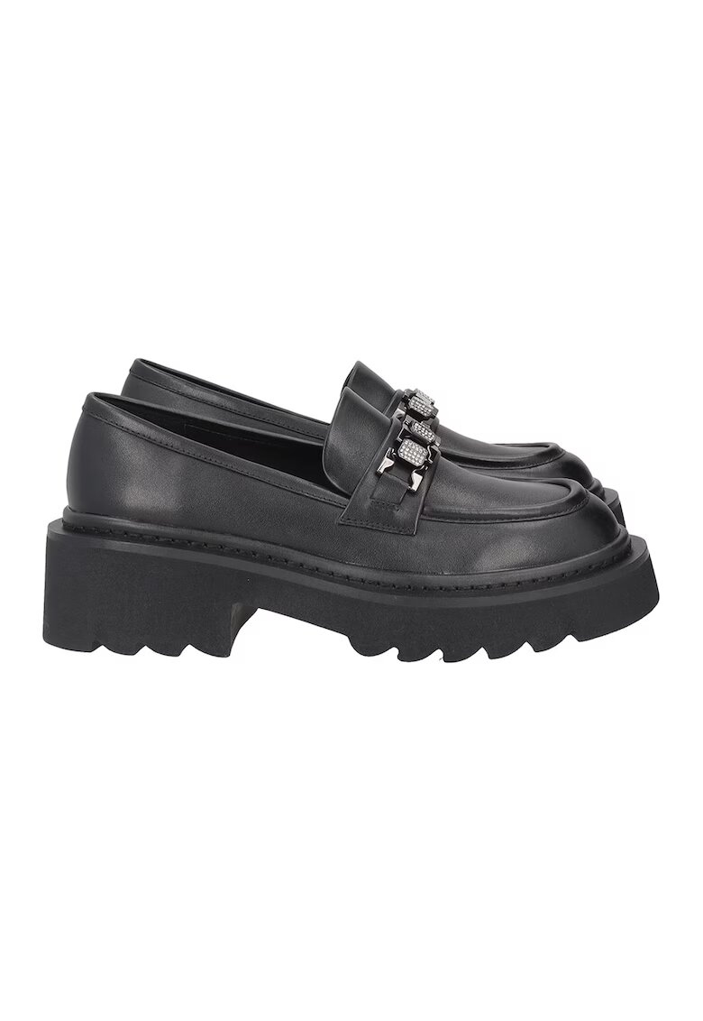 Tosca Blu Pantofi loafer de piele cu detaliu metalic - Negru
