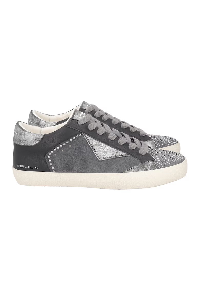 Tosca Blu Pantofi sport cu insertii din piele - Argintiu/Gri inchis