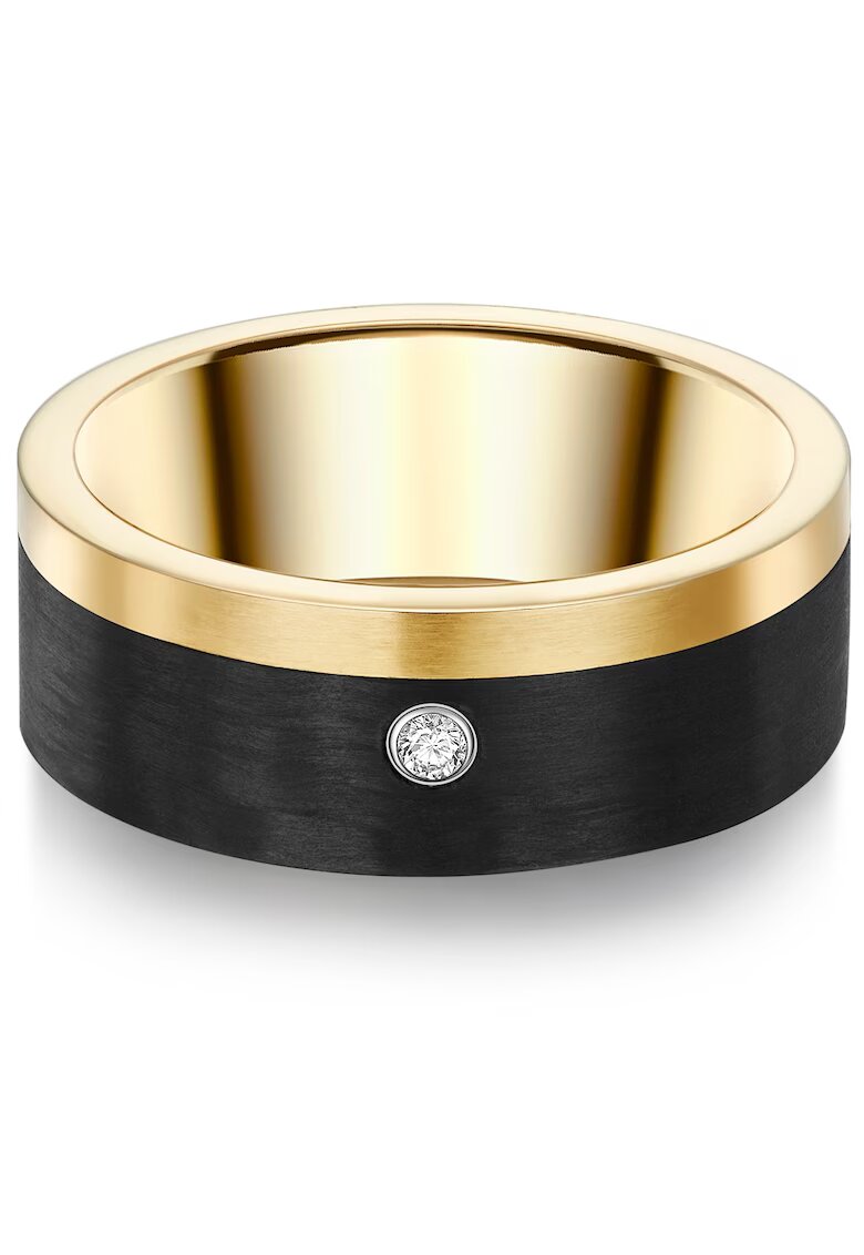 Trilani Inel de otel inoxidabil placat cu aur de 14K