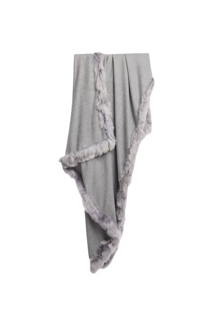 Trim Eșarfă dama - 100% lână de alpaca - gri - 180cm
