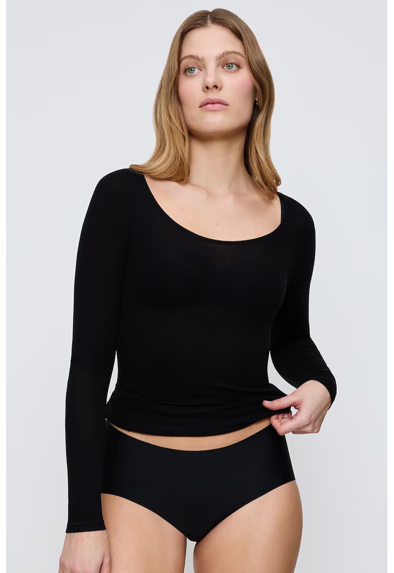 Triumph Bluza de pijama din amestec de lyocell cu decolteu rotund - Negru