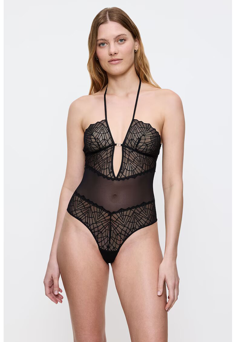 Triumph Body cu segmente din plasa Sexy Body - Negru