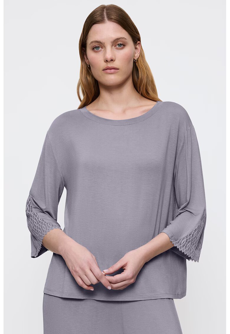 Triumph Camasa de noapte din amestec de modal cu decolteu rotund - Gri deschis
