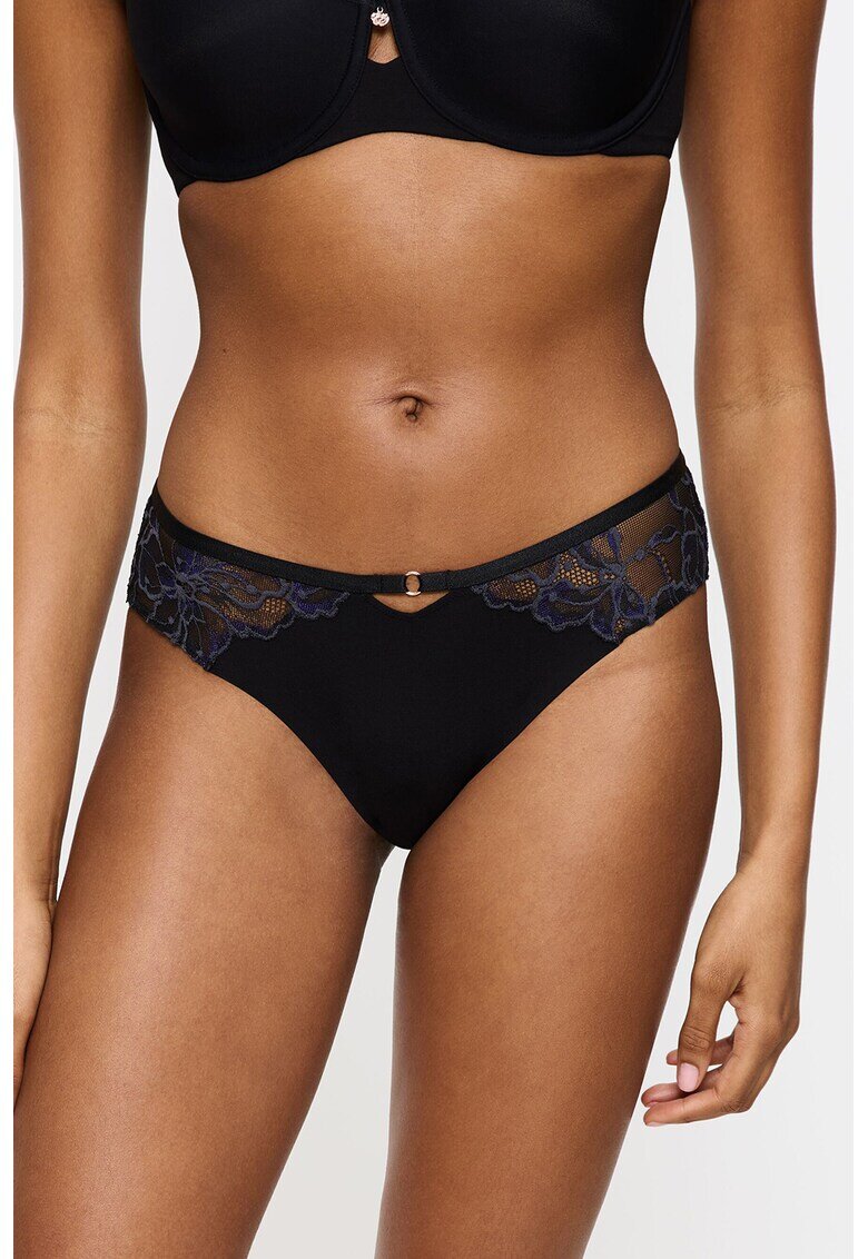 Triumph Chiloti brazilieni din amestec de lyocell cu garnituri din dantela - Negru