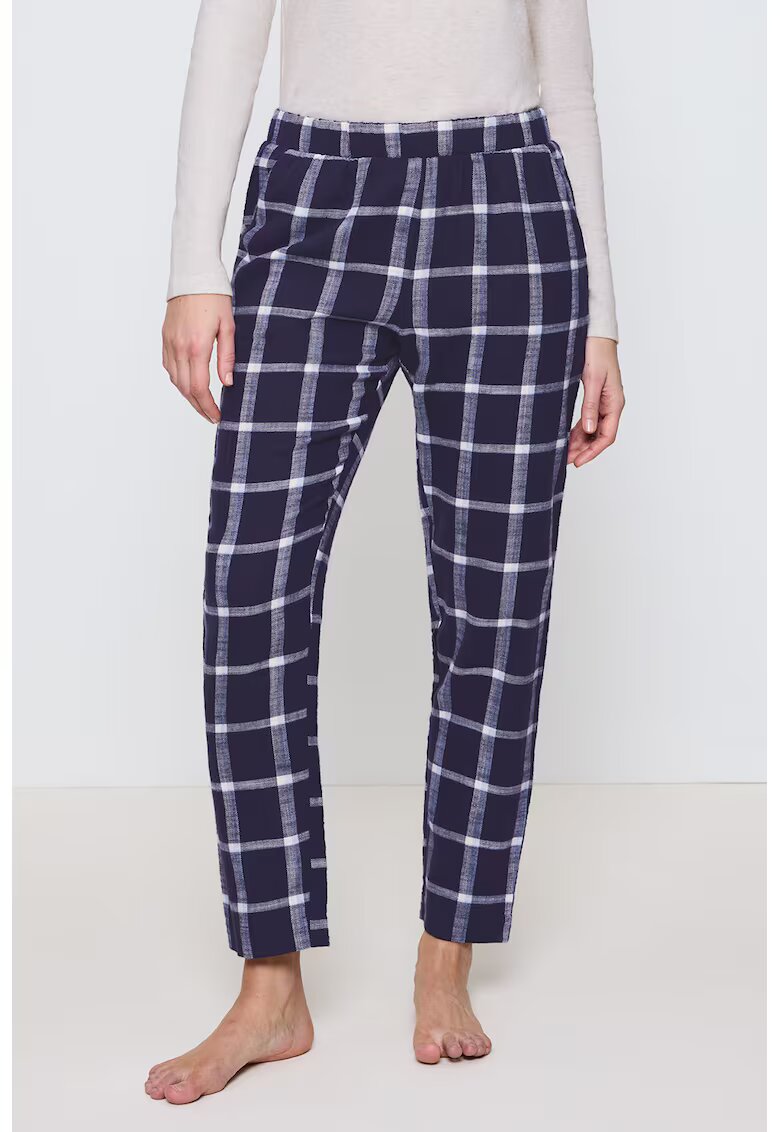 Triumph Pantaloni de pijama cu model in carouri - Albastru petrol