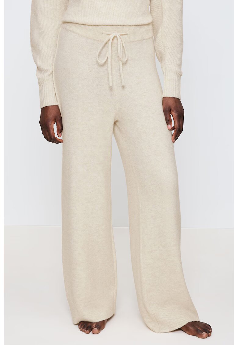 Triumph Pantaloni de pijama tricotati fin cu snur de ajustare in talie - Crem