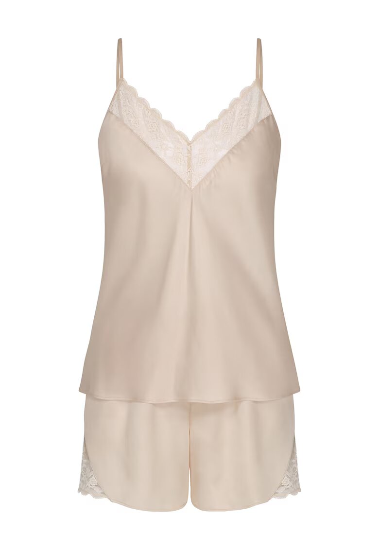 Triumph Pantaloni scurti de pijama din lyocell Wild Azalea Florale - Maro deschis