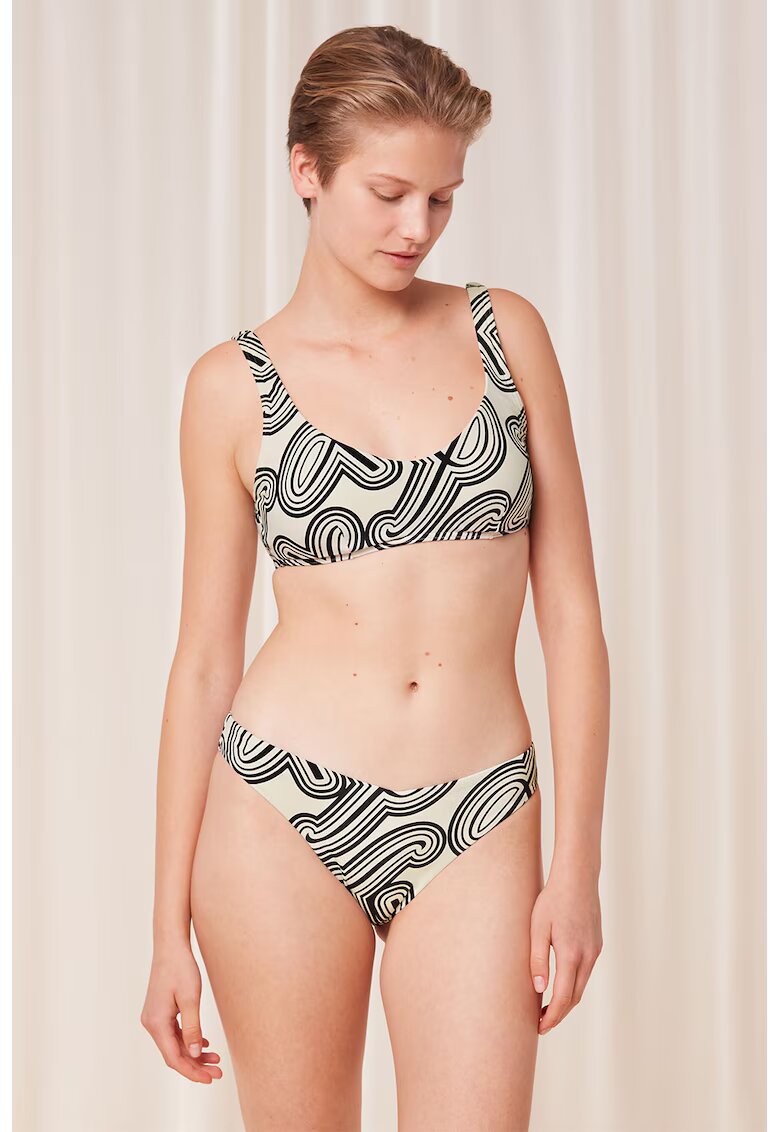 Triumph Slip brazilian cu model grafic - Negru/Bej deschis