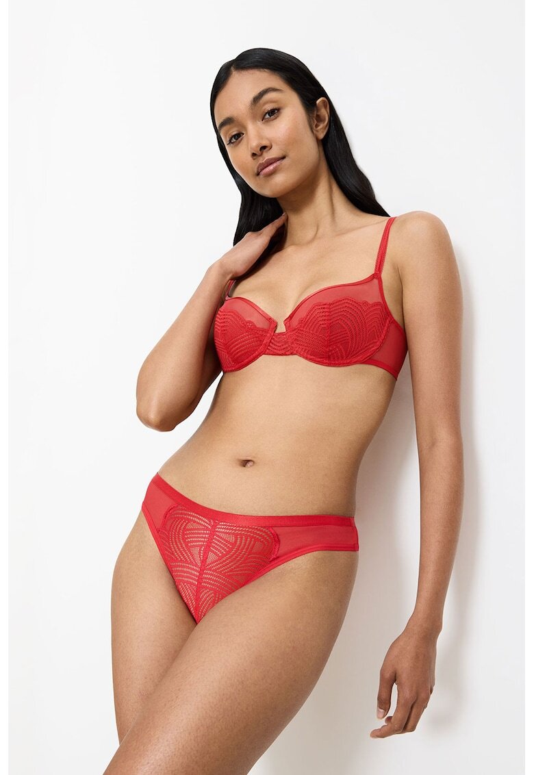 Triumph Sutien cu burete si segmente semitransparente - Rosu
