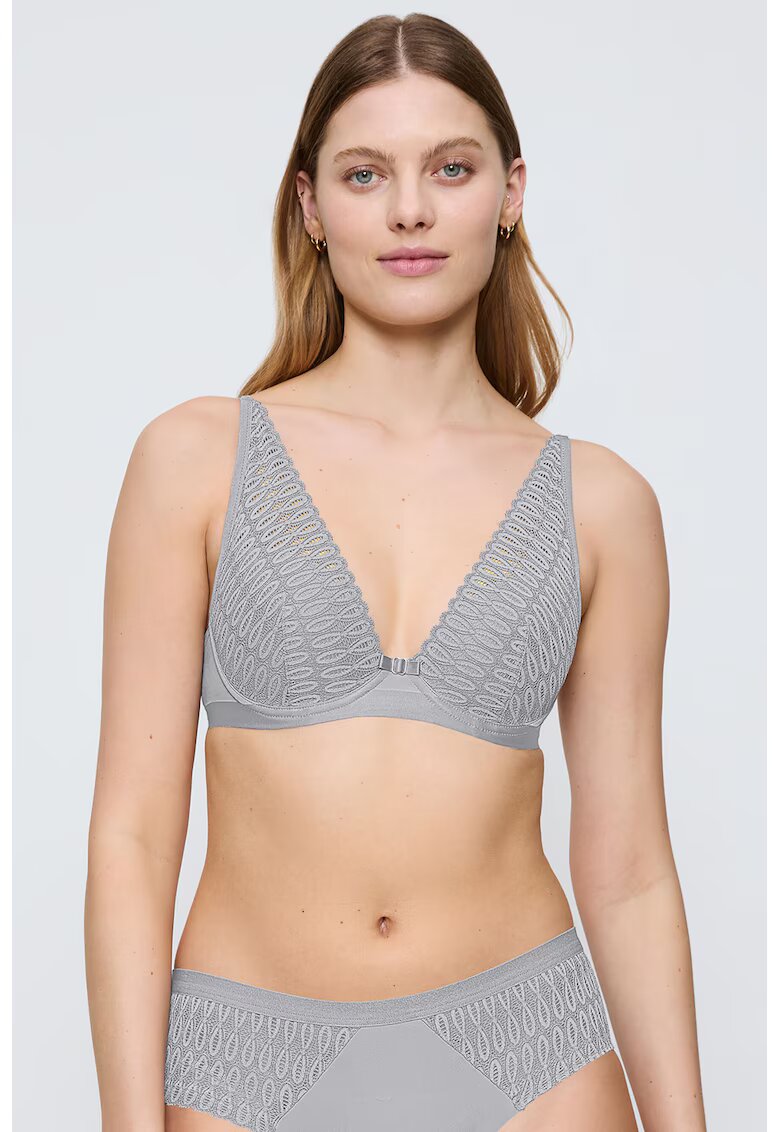 Triumph Sutien cu strat exterior de dantela - Gri deschis