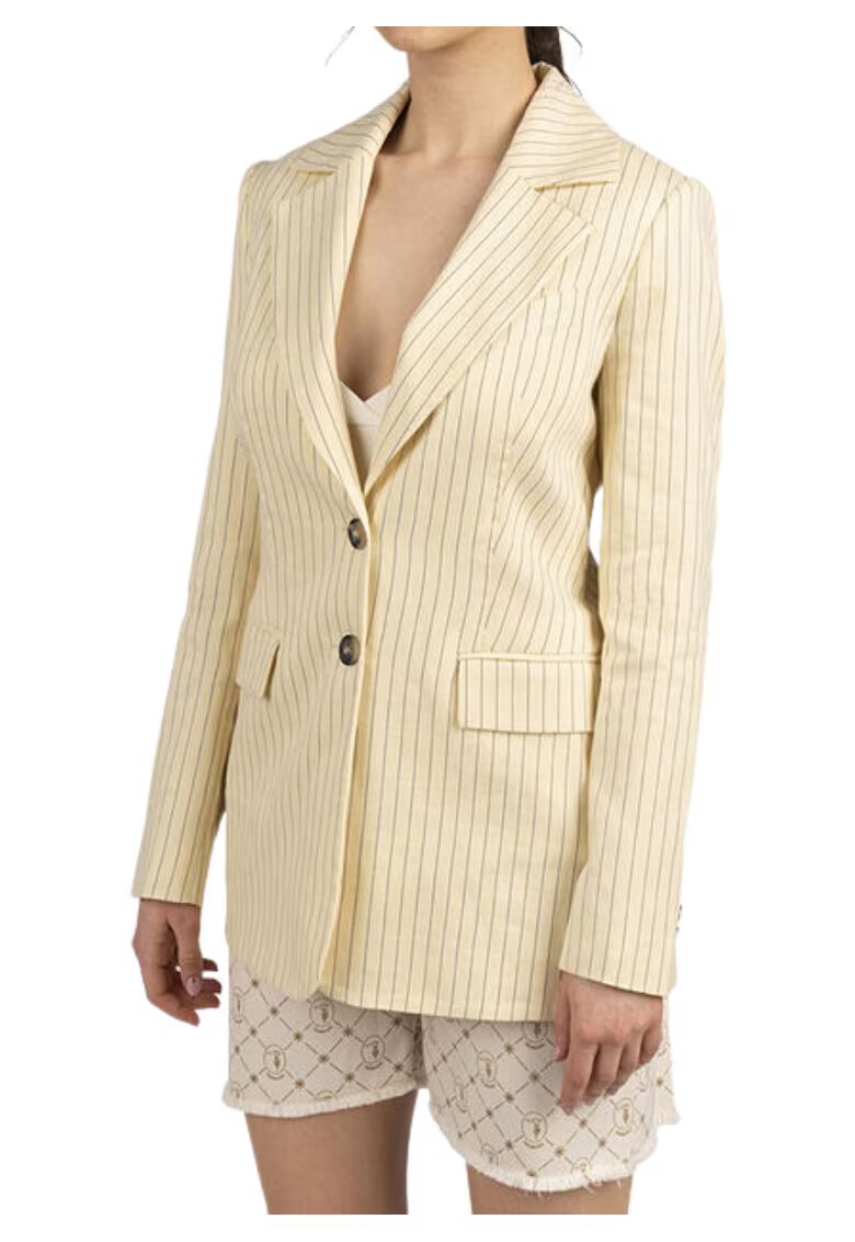Tru Trussardi Sacou cu revere decupate si model in dungi -