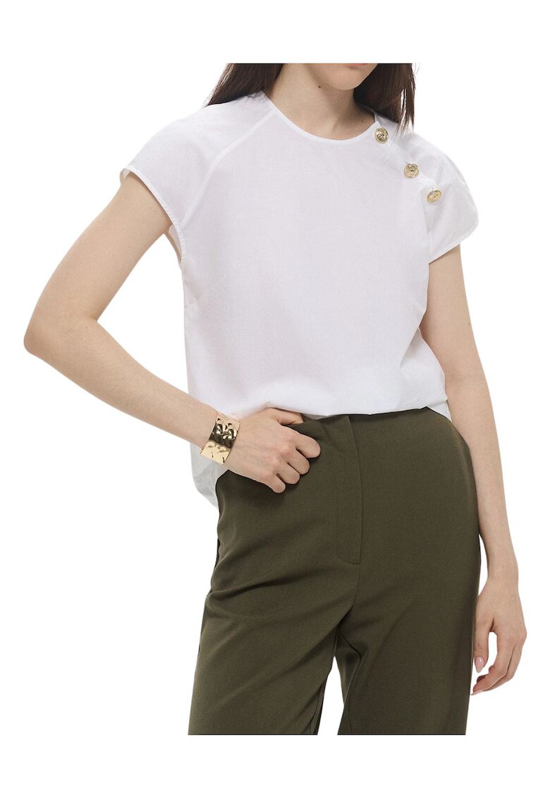 Tru Trussardi Tricou cu maneci raglan si nasturi decorativi Popeline -