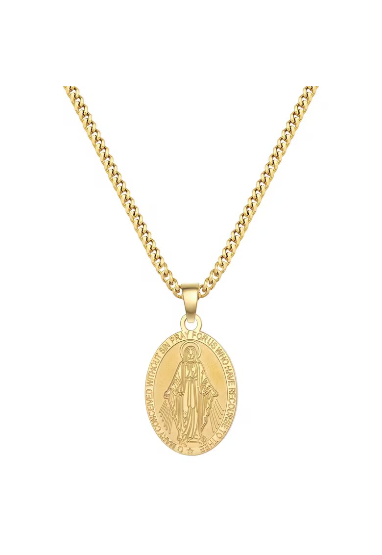 True Rebels Colier placat cu aur de 14K si medalion cu Fecioara Maria - Auriu