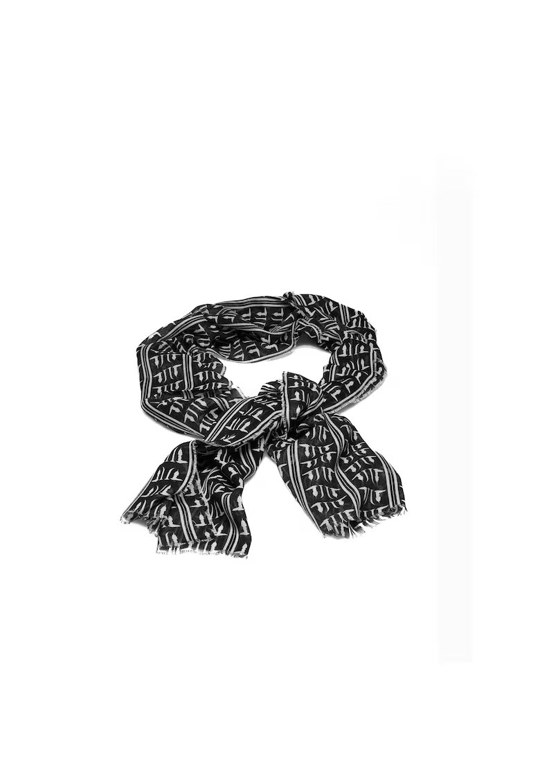 Trussardi Esarfa din bumbac cu imprimeu - Alb/Negru